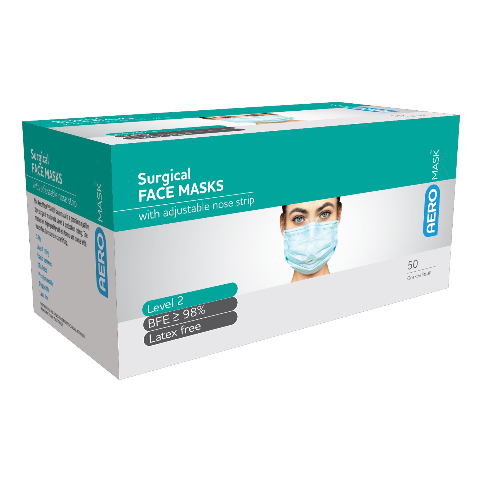 Level 2 Surgical Masks (Box of 50)